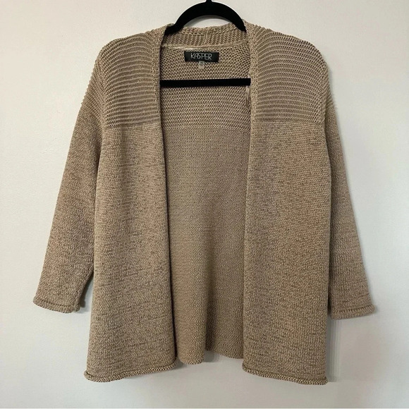 Kasper Women's Brown Knit Cardigan Sweater Size PM GUC - Picture 2 of 8
